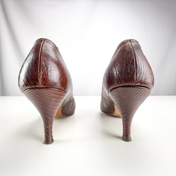 1950's Brown Lizard Size 6.5 Pumps - Picture 5 of 8
